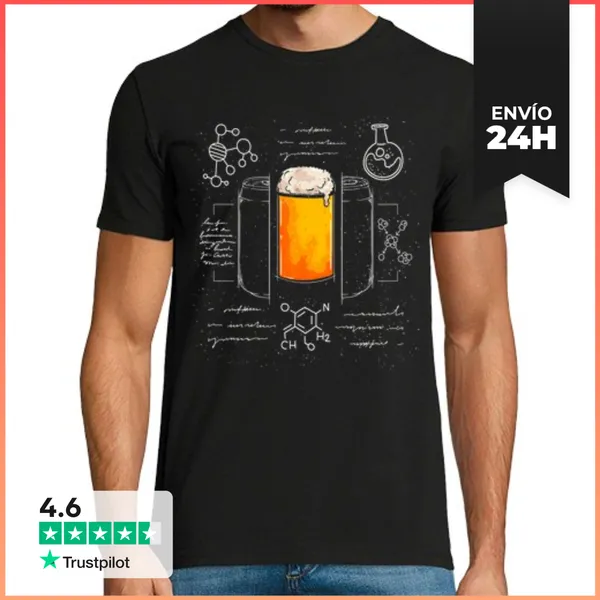 Camiseta Hombre Clásica Lata De Cerveza Dibujo Esquema Leonardo