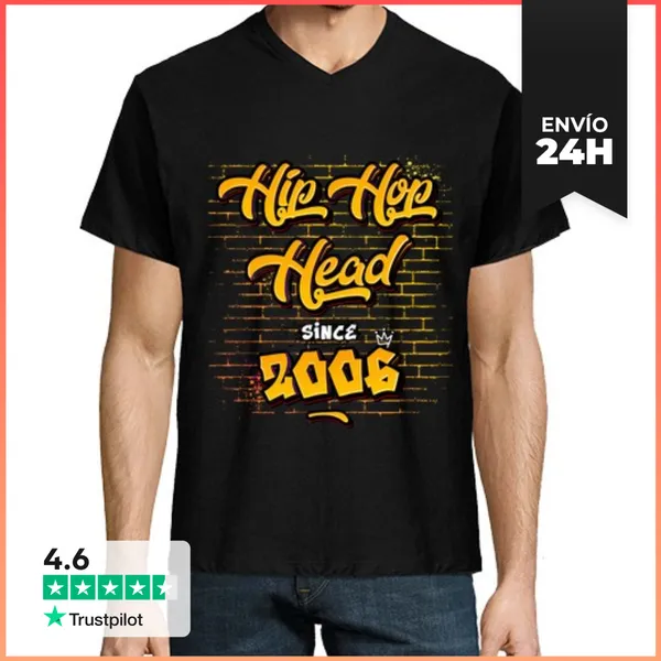 Camiseta Hombre, Cuello Pico Líder De Hip Hop Desde 2006 19 Años