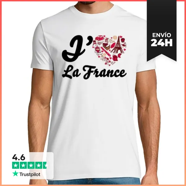 Camiseta Hombre Clásica Me Encanta Francia LaTostadora