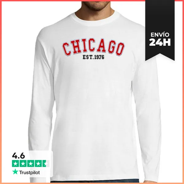 Camiseta Hombre Manga Larga Chicago Est. 1976 LaTostadora