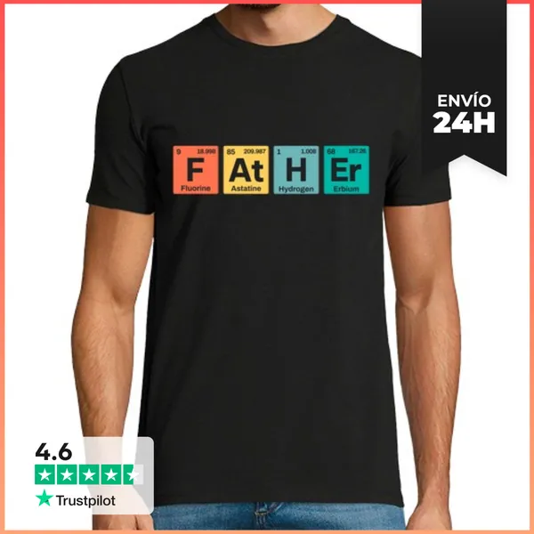 Camiseta Hombre Clásica Father Papá Padre Tabla Periódica Día Del