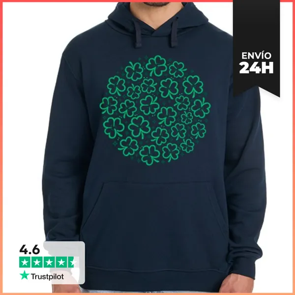 Sudadera Unisex Con Capucha Patrón De Tréboles Verdes De San