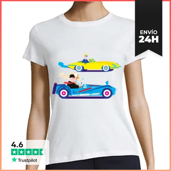 Camiseta Mujer Clásica La Carrera De Coches LaTostadora