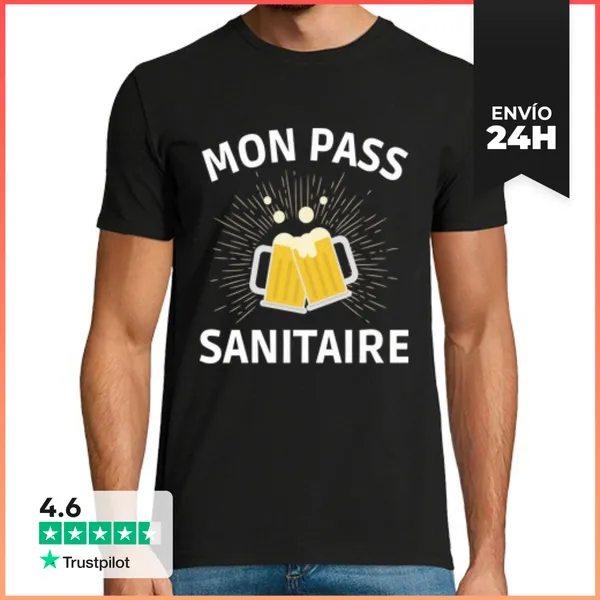 Camiseta Hombre Clásica Regalo Antivax De Humor De Pase Sanitar