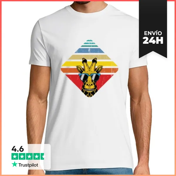 Camiseta Hombre Clásica Plaza Jirafa Retro LaTostadora