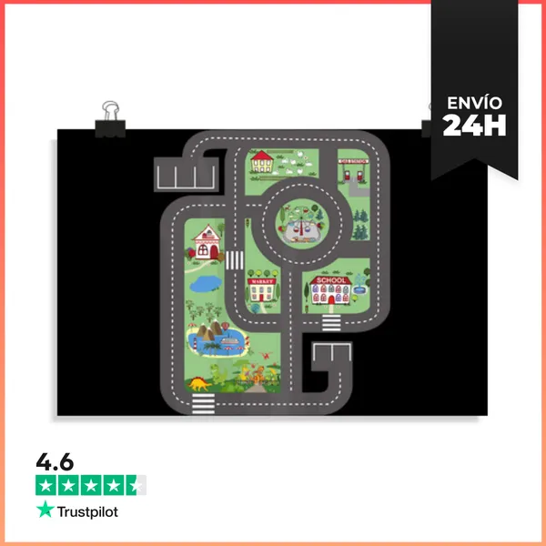 Póster Horizontal Alfombra De Juego Genial Pista De Coches De