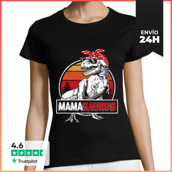 Camiseta Mujer Clásica Mama Saurus Día De La Madre Regalo Día De