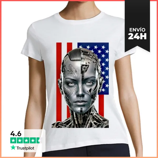 Camiseta Mujer Clásica Robot USA LaTostadora
