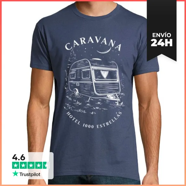 Camiseta Hombre Clásica Caravana Hotel 1000 Estrellas LaTostadora