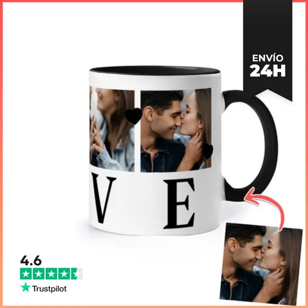 Taza De Colores Taza LOVE 4 Fotos Personalizables LaTostadora