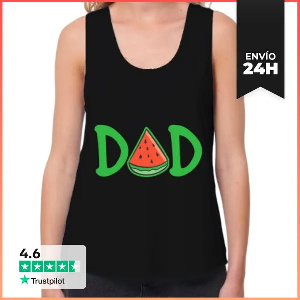 Camiseta Mujer Sin Mangas, Loose Fit Papá Sandía Divertido Verano