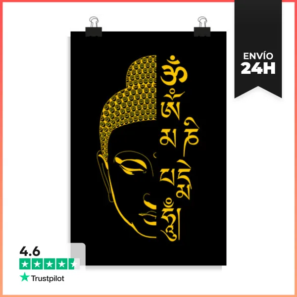 Póster Vertical Buda Om Mani Padme Hum Mantra LaTostadora