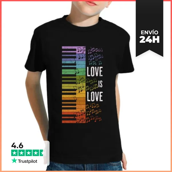 Camiseta Clásica Para Niños El Amor Es Amor Piano Arcoiris