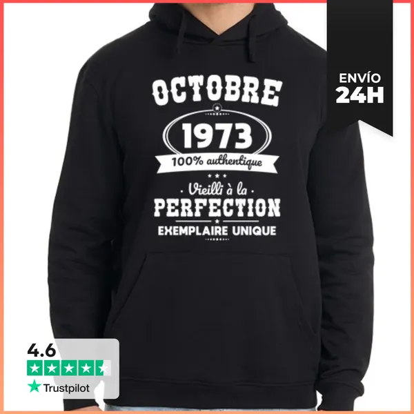 Sudadera Unisex Con Capucha Octubre 1973 - Auténtico - 50 Años