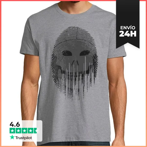 Camiseta Hombre Clásica Huella Mortal. Grises LaTostadora