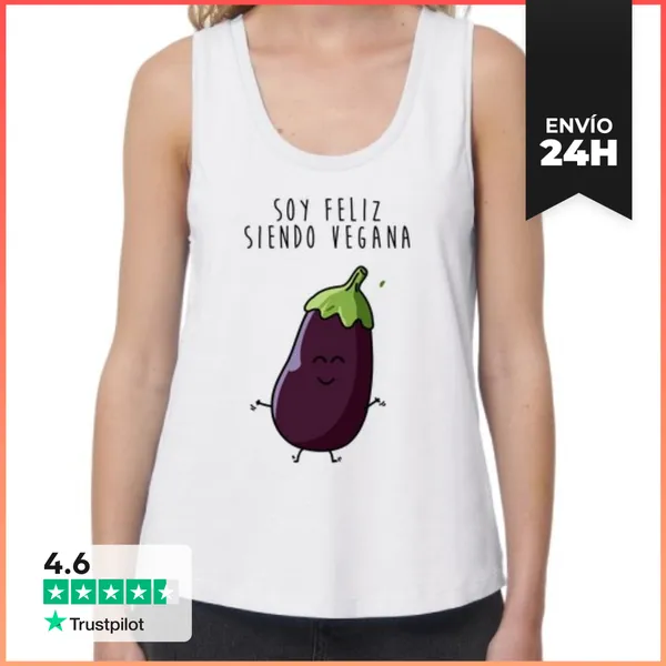 Camiseta Mujer Sin Mangas, Loose Fit Soy Feliz Siendo Vegana