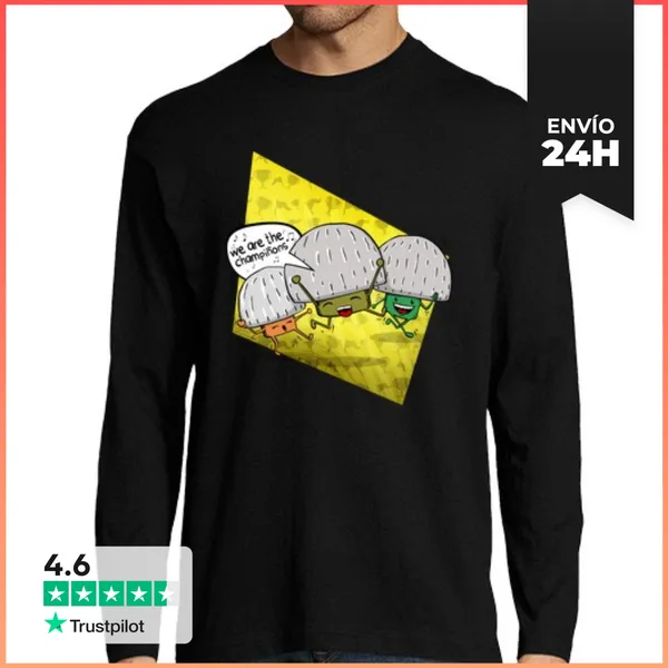 Camiseta Hombre Manga Larga Somos Los Champiñones Divertidos