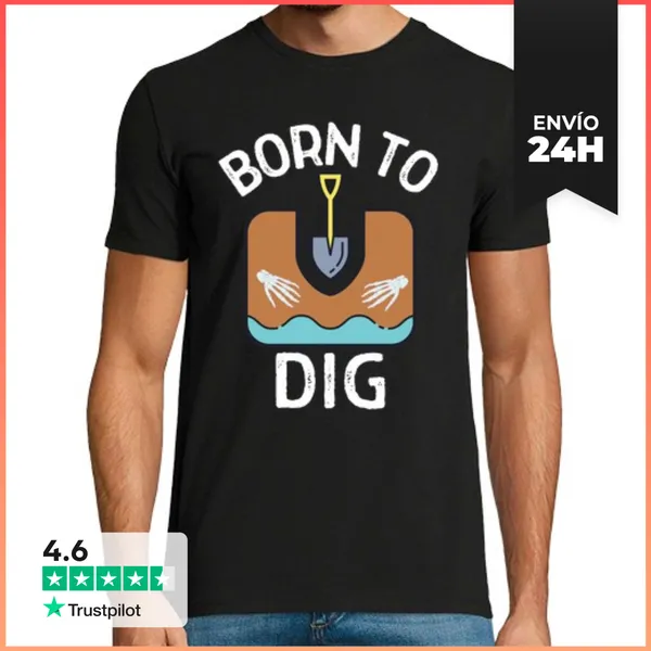 Camiseta Hombre Clásica Nacido Para Excavar Arqueólogos Arqueol