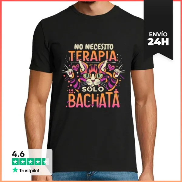 Camiseta Hombre Clásica Camiseta Hombre Negra Terapia Bachata