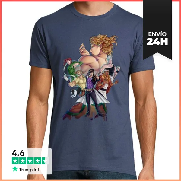Camiseta Hombre Clásica Hombre, Manga Corta, Denim, Calidad Extra