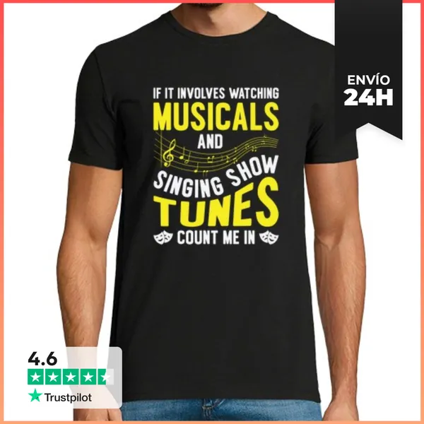 Camiseta Hombre Clásica Musical Singing Music Lover Watching