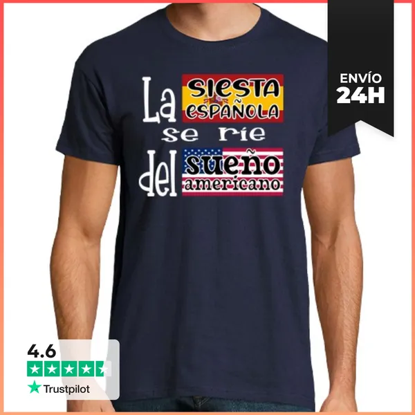 Camiseta Hombre Clásica La Siesta Española - Fondo Oscuro