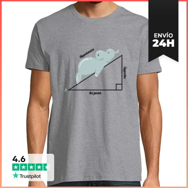 Camiseta Hombre Clásica Hipotenusa Humor Matemáticas Hipopótamo
