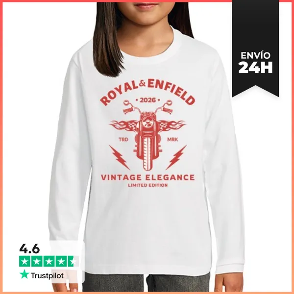 Camiseta Manga Larga Para Niños Royal Enfield 2026 Vintage