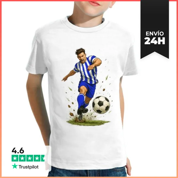 Camiseta Clásica Para Niños Azul Y Blanco Fútbol LaTostadora