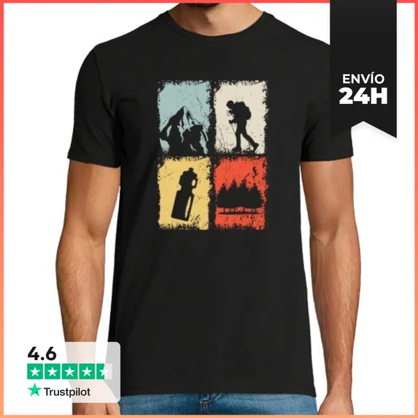 Camiseta Hombre Clásica Hiking Retro LaTostadora