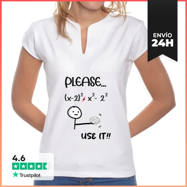 Camiseta Mujer Cuello Mao Camiseta Mujer Use Your Brain Humor