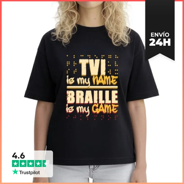 Camiseta Mujer Boxy Maestra De Braille Ciega Tvi Es Mi Nomb