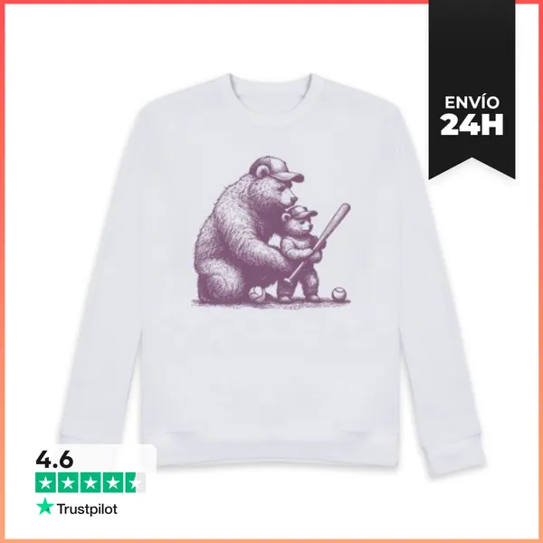 Sudadera Unisex PAPÁ OSO JUGANDO AL BASEBALL CON HIJO BEAR DAD