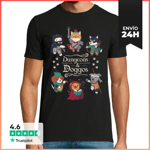 Camiseta Hombre Clásica Dungeons And Doggos LaTostadora