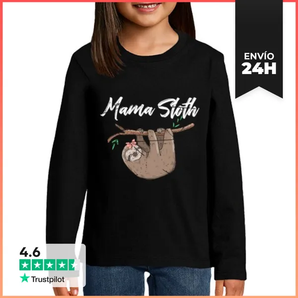 Camiseta Manga Larga Para Niños Mamá Perezosa Mamá Mascota