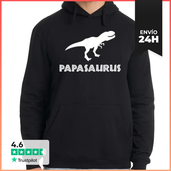 Sudadera Unisex Con Capucha Papasaurus (Fondo Oscuro) LaTostadora