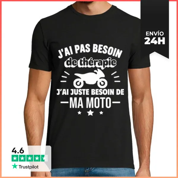 Camiseta Hombre Clásica No Hay Necesidad De Terapia Motocicleta