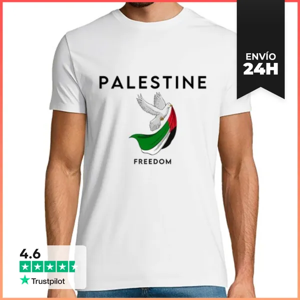 Camiseta Hombre Clásica Palestina Libre, Estoy Con Palestina