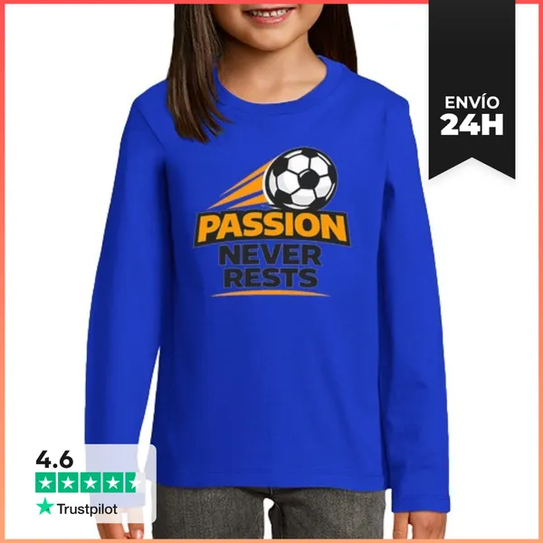 Camiseta Manga Larga Para Niños La Pasión Por El Fútbol Nunca Se