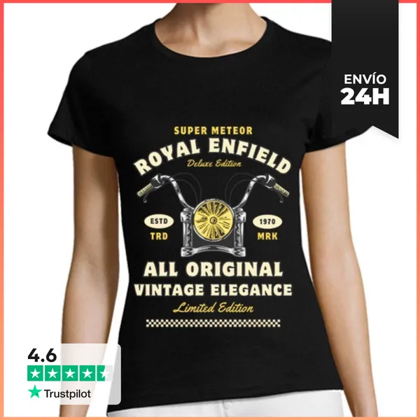 Camiseta Mujer Clásica Motos Clásicas Estilo 1970 Vintage Ropa