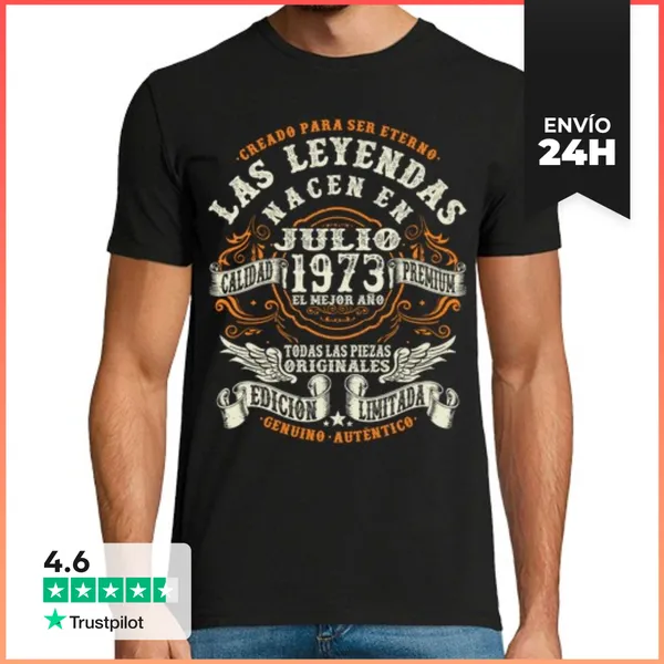 Camiseta Hombre Clásica Nacido En Julio De 1973 - 50 Años
