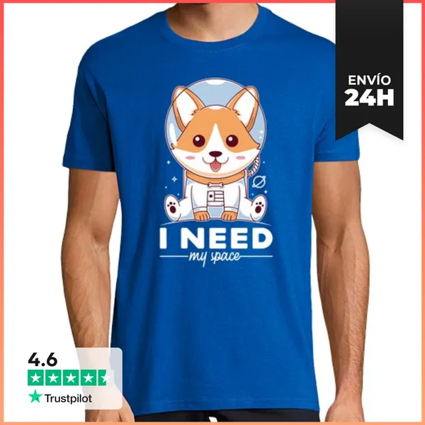 Camiseta Hombre Clásica I Need My Space Kawaii Art LaTostadora