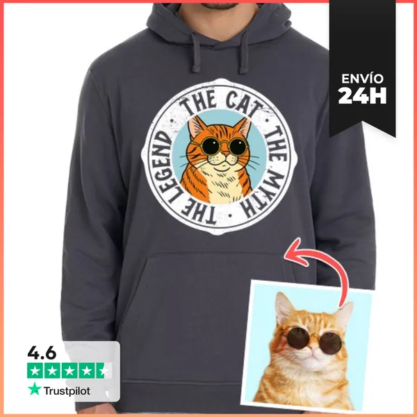 Sudadera Unisex Con Capucha Efecto Cartoon Sudadera The Cat The