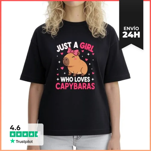 Camiseta Mujer Boxy Chica Que Ama Las Capibaras LaTostadora