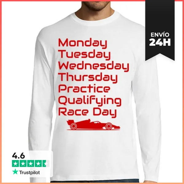 Camiseta Hombre Manga Larga F1 WEEK PRACTICE QUALIFYING RACE DAY