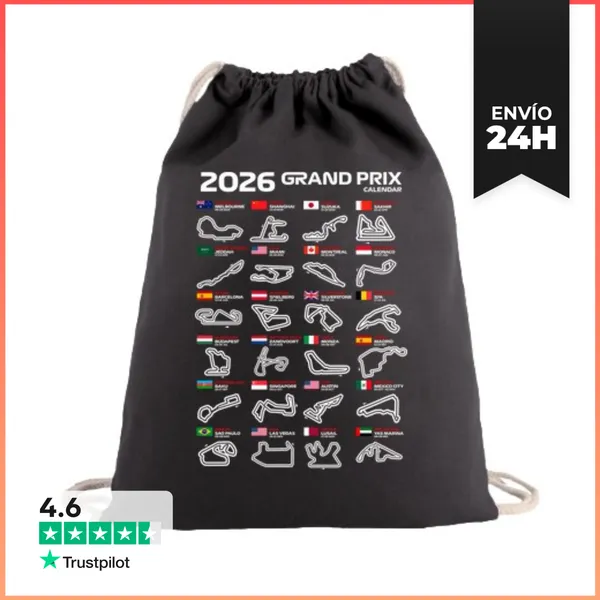 Mochila Saco Con Cuerdas F1 CALENDARIO CIRCUITOS GRANDES PREMIOS