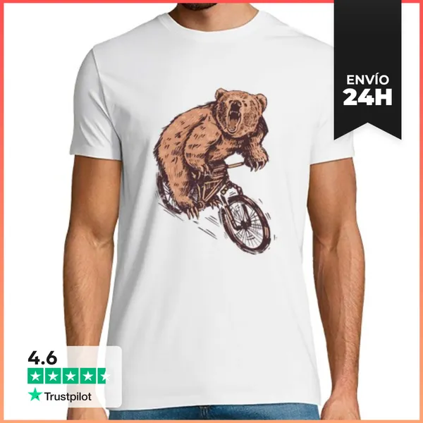 Camiseta Hombre Clásica Oso Ciclista LaTostadora