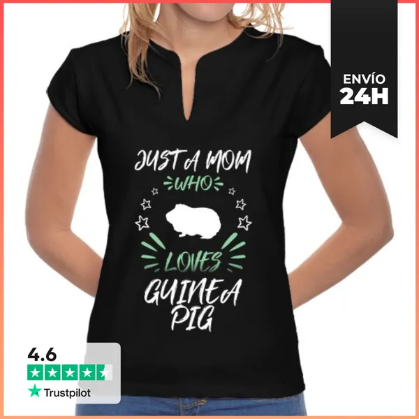 Camiseta Mujer Cuello Mao Solo Una Mamá Que Ama A Los Conejillos