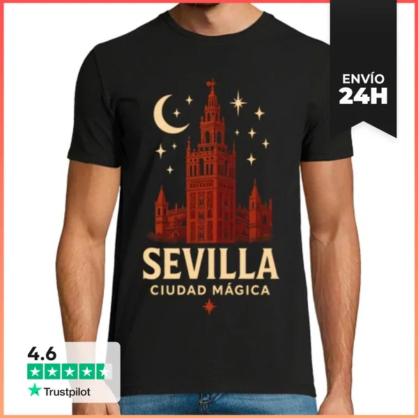 Camiseta Hombre Clásica Sevilla Ciudad Magica Andalucia