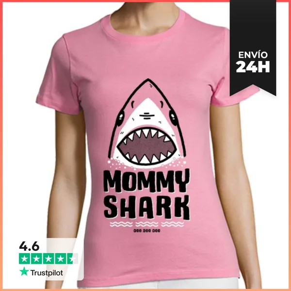 Camiseta Mujer Clásica Mommy Shark LaTostadora